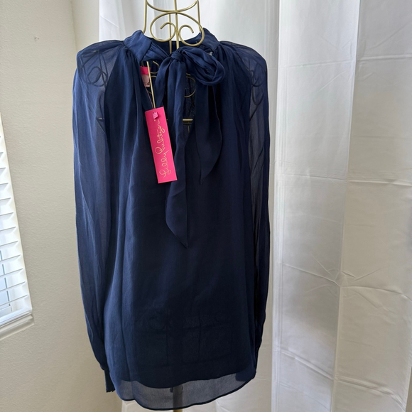 Women's Lilly Pulitzer Long Sleeve Top Size 2 Blue - Picture 10 of 10